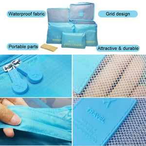 6 Pieces Portable Luggage Packing Cubes