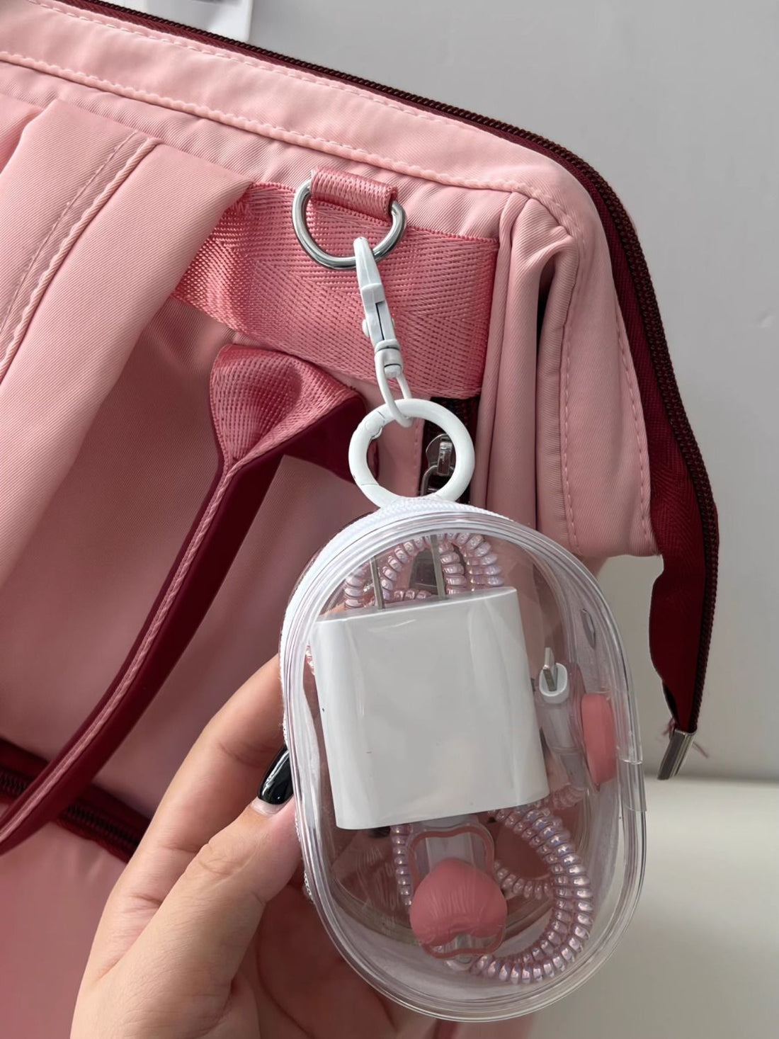 Transparent Travel Cable Organizer Bag With Key Chain