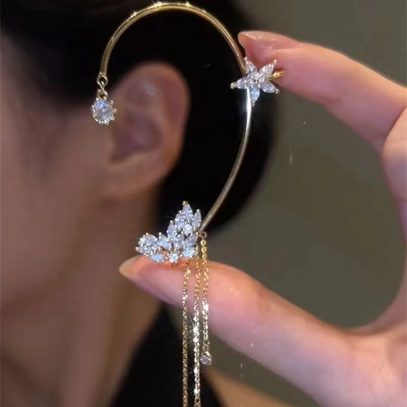 Crystal Flower Tassel Clips