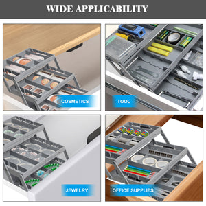 Multi-Layer Expandable Makeup Drawer & Jewelry Organizer