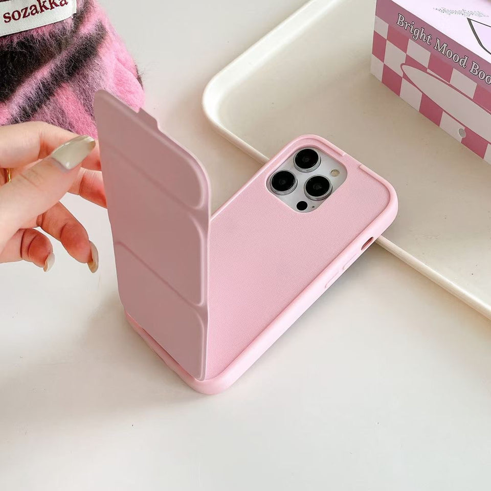Clear Solid Color Flip Magnetic Holder Mobile Phone Case