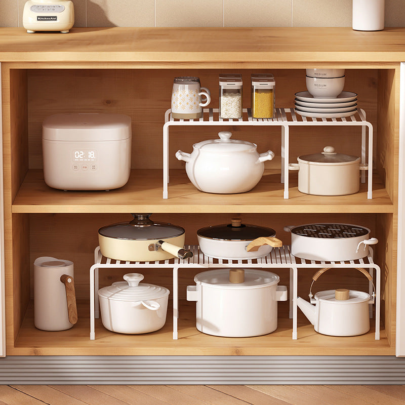 White Metal Stretchable Dish Storage Rack Home