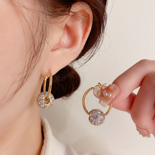 Luxury Beads Hoop Rotating Earrings