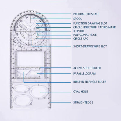 Multifunctional Geometric Plastic Ruler
