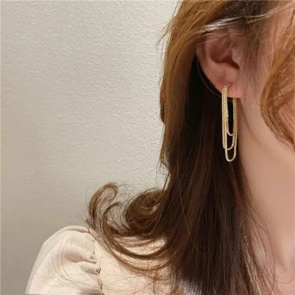 Needle Exquisite Long Chain Tassel Stud Earrings