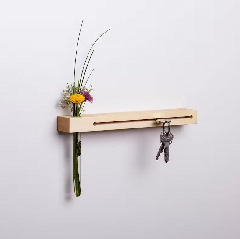 Pine Wooden Key Holder with Vase