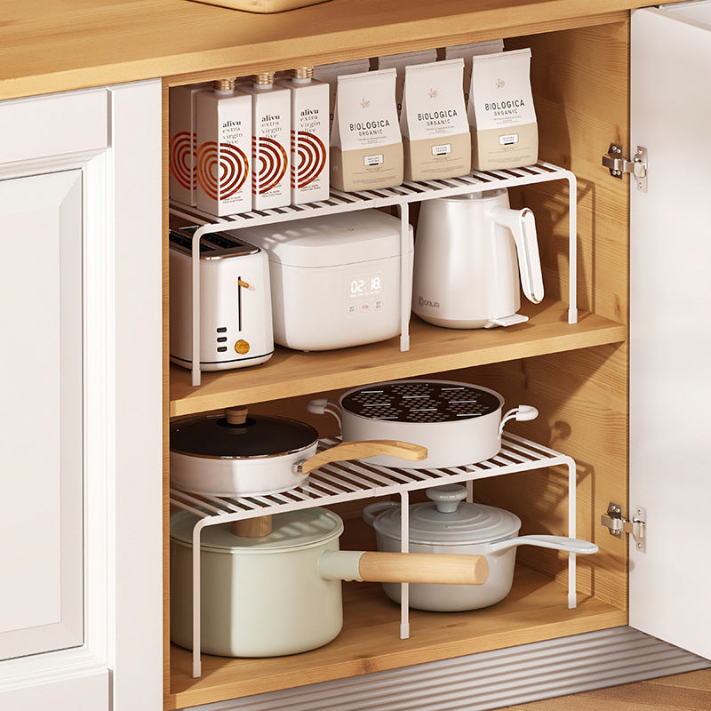 White Metal Stretchable Dish Storage Rack Home