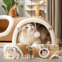 Soft Warm Cushion Indoor Cat Playing Tunnel Bed