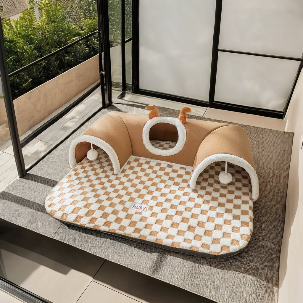 Soft Warm Cushion Indoor Cat Playing Tunnel Bed
