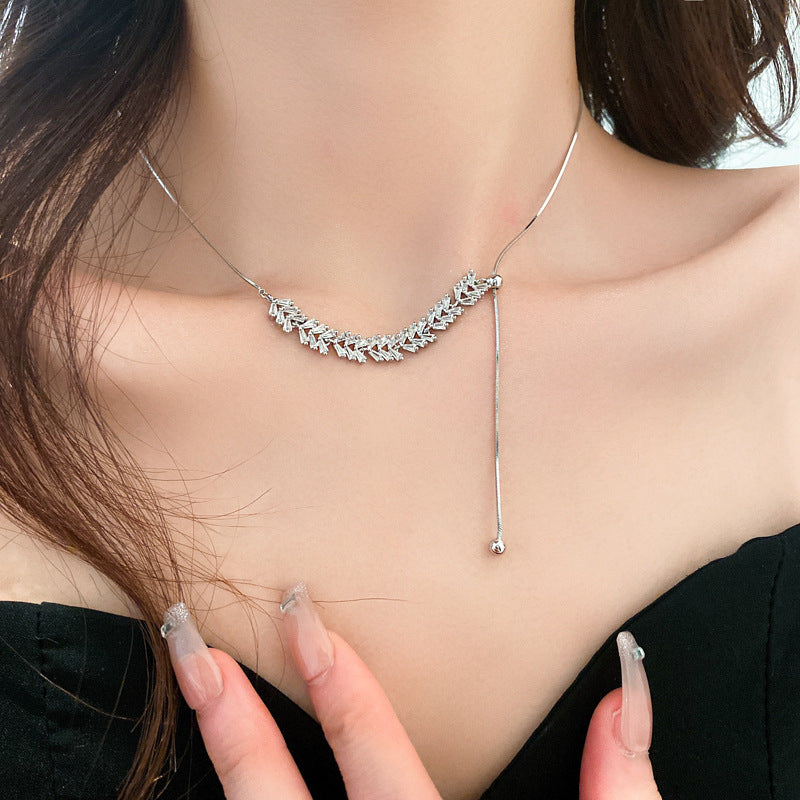 Zircon Wheat Pendant Necklace