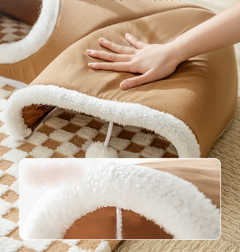 Soft Warm Cushion Indoor Cat Playing Tunnel Bed