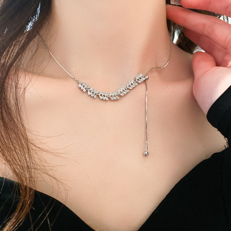 Zircon Wheat Pendant Necklace