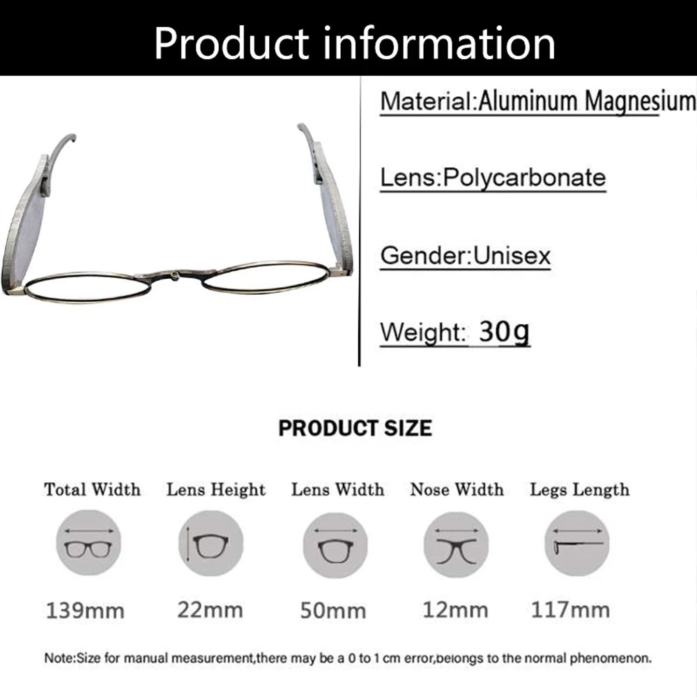 stainless steel Mini Folding Pocket Reading Glasses