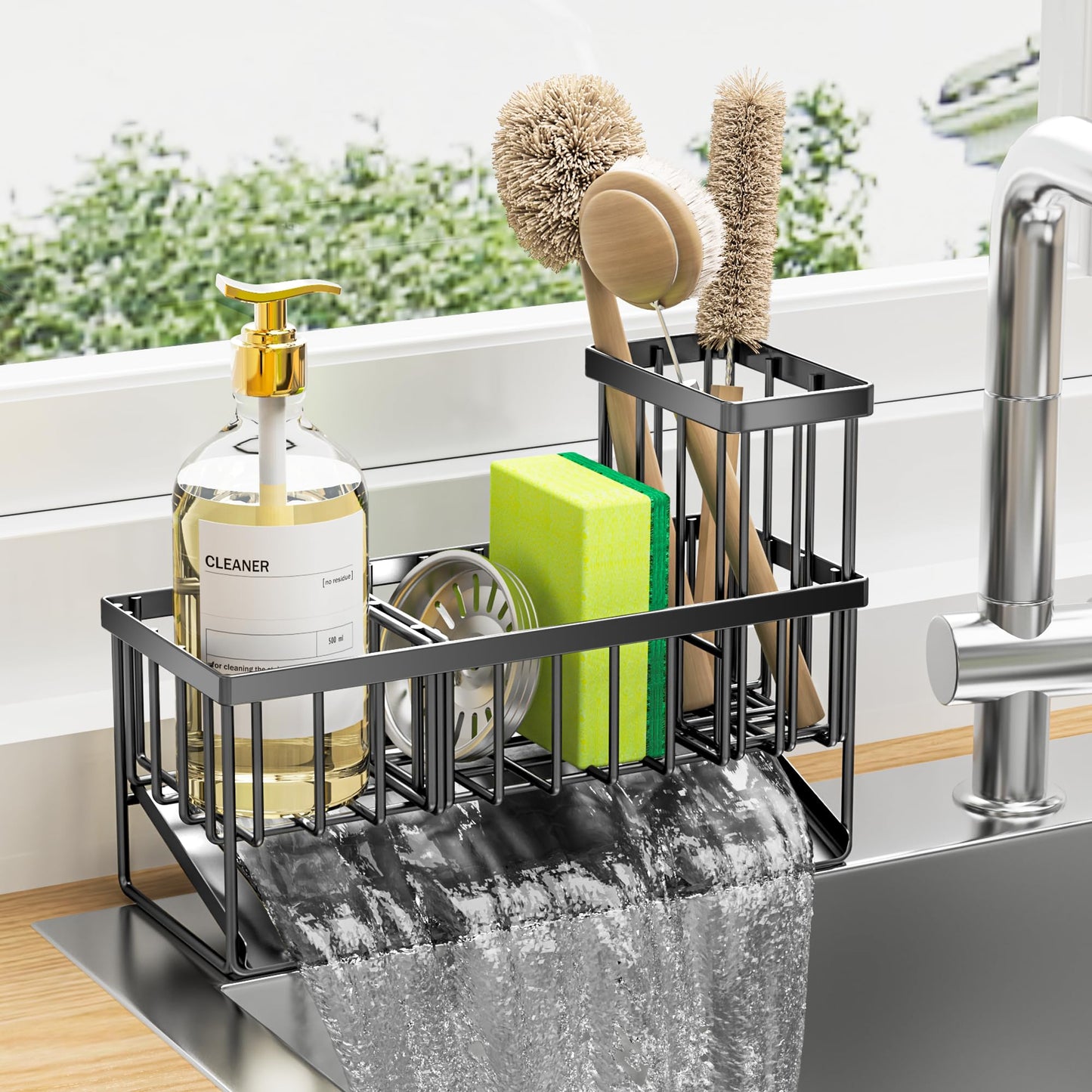 Elegant Organizer with High Brush & Sponge Holder