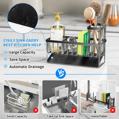 Elegant Organizer with High Brush & Sponge Holder