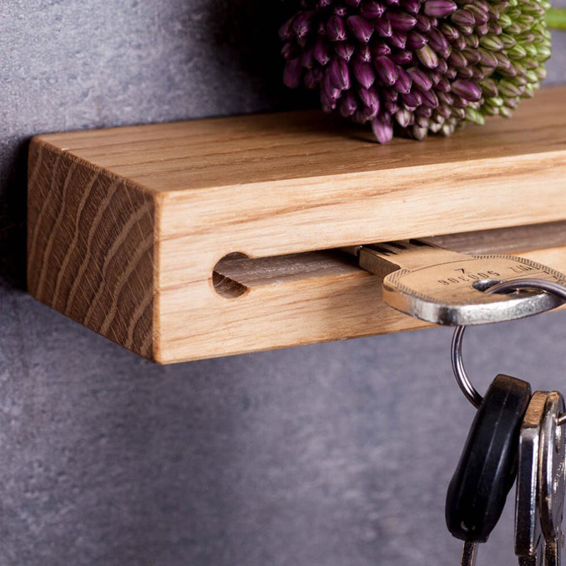 Pine Wooden Key Holder with Vase