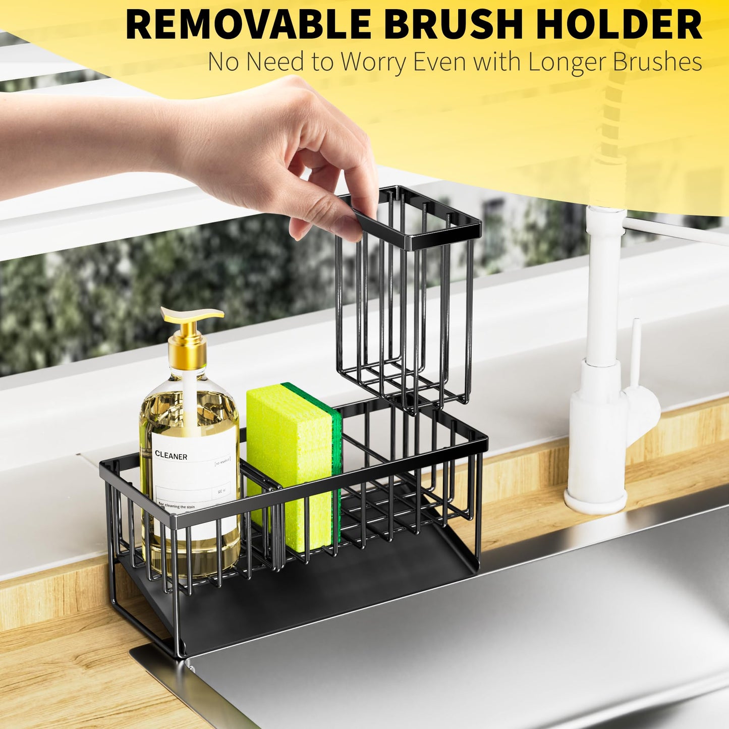 Elegant Organizer with High Brush & Sponge Holder