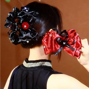 Diamond Bow Flower Hair Claw Clip