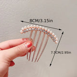 (Pack of 2) Faux Pearl Rhinestone Hairpin Headwear For Girls