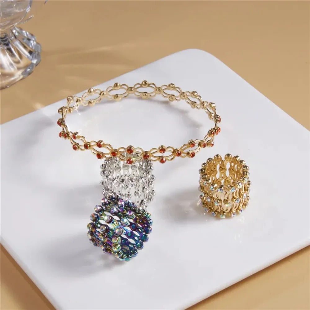 Stretchable Shiny Crystal Ring Bracelet