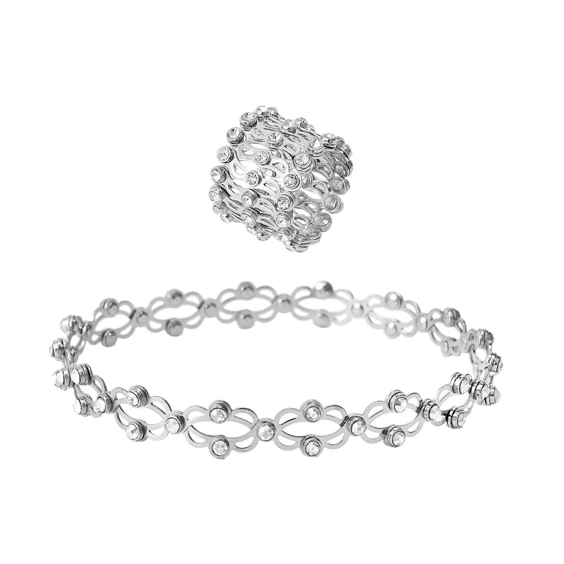 Stretchable Shiny Crystal Ring Bracelet