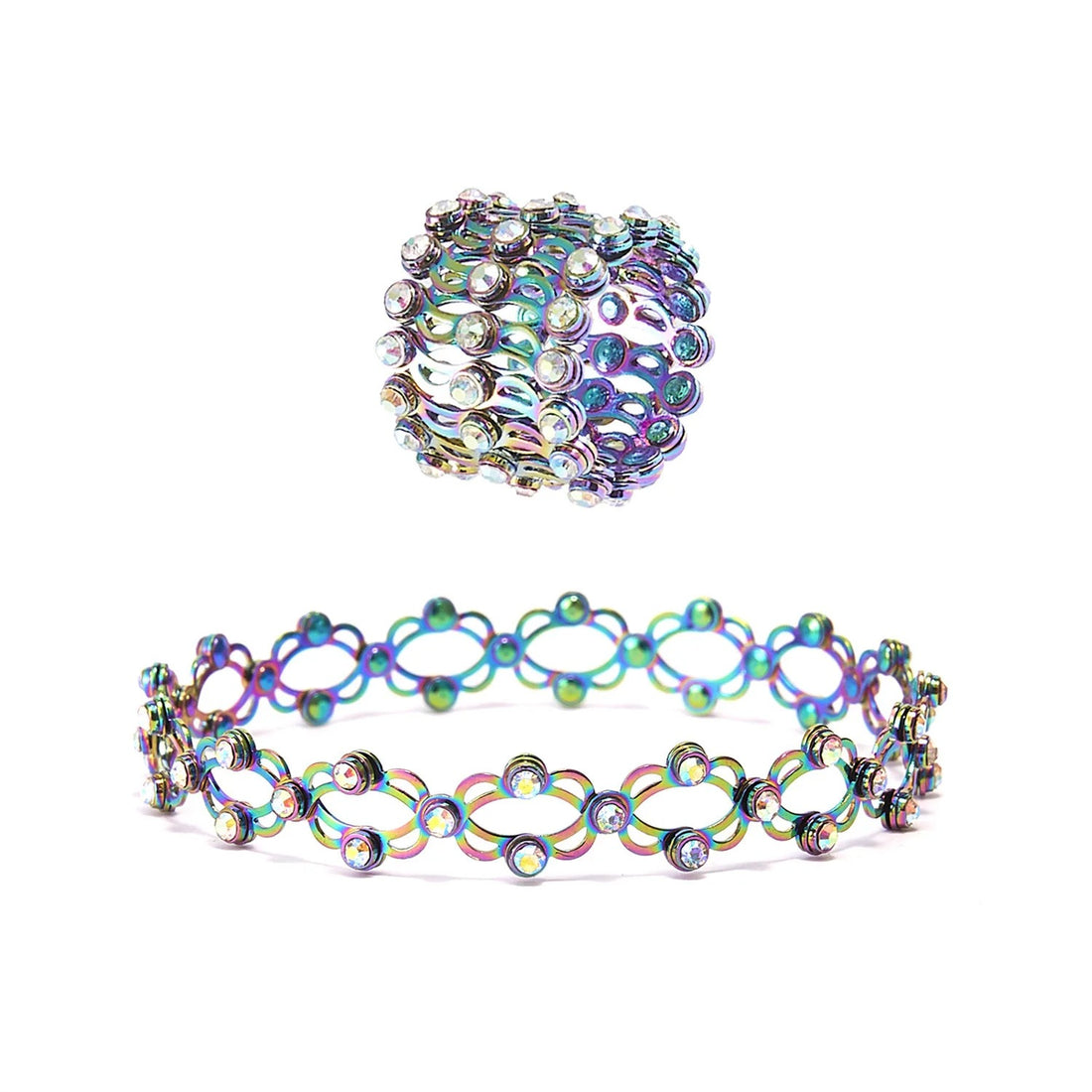 Stretchable Shiny Crystal Ring Bracelet