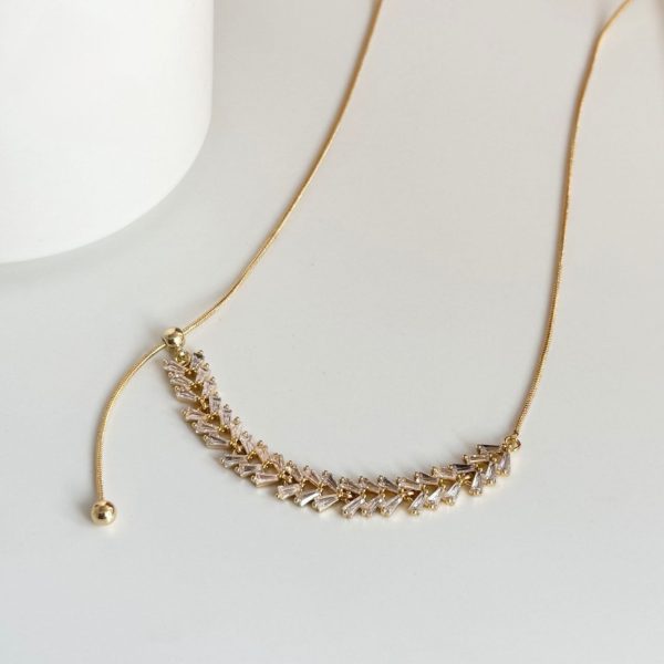 Zircon Wheat Pendant Necklace