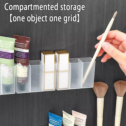 Punch-Free Wall Mounted 3-Grids Storage Box (Pack of 3)